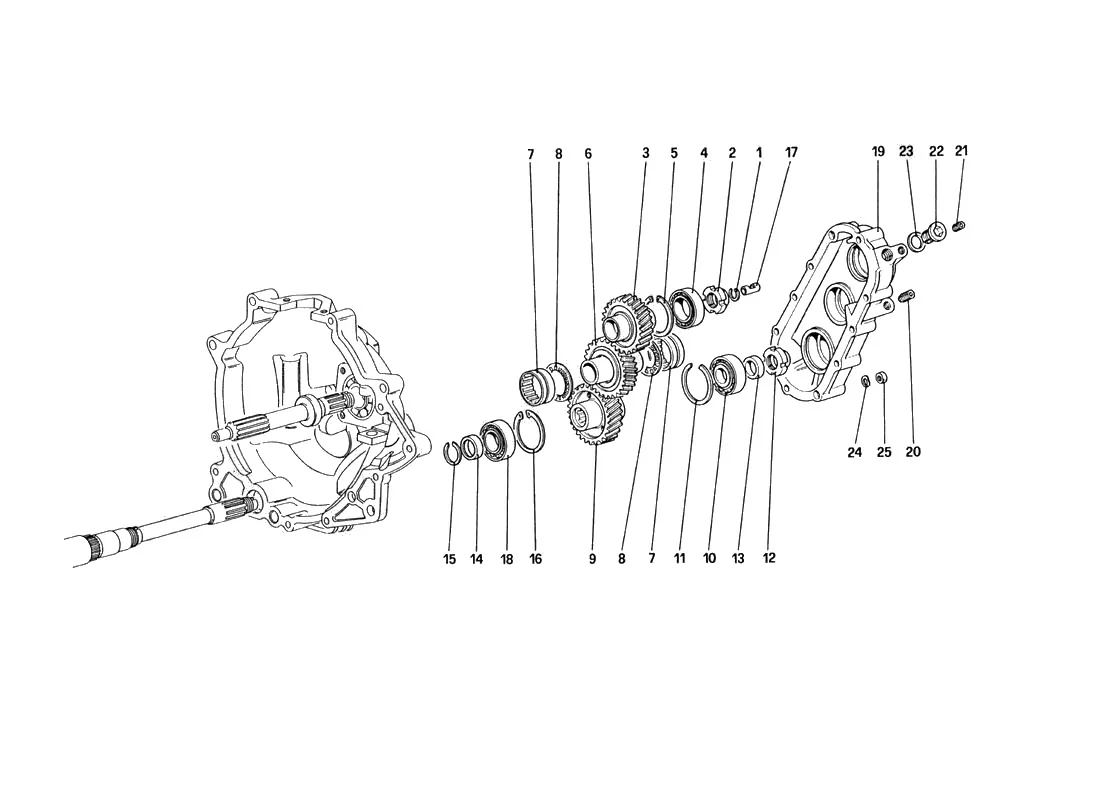 Ferrari 328 GTB/GTS (1985) Gearbox Transmission exploded diagram