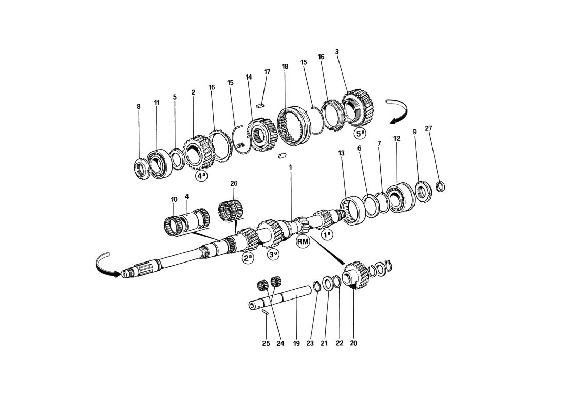 Ferrari 328 GTB/GTS (1985) Main Shaft Gears exploded diagram