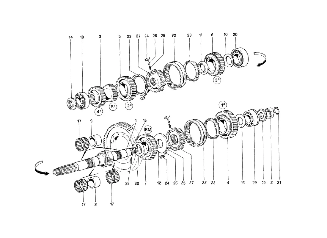 Ferrari 328 GTB/GTS (1985) Lay Shaft Gears exploded diagram