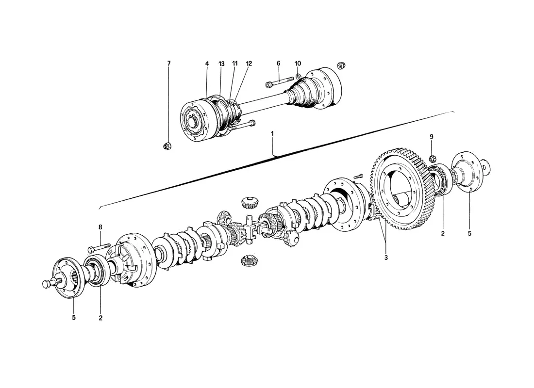 Ferrari 328 GTB/GTS (1985) Differential And Axle Shafts exploded diagram