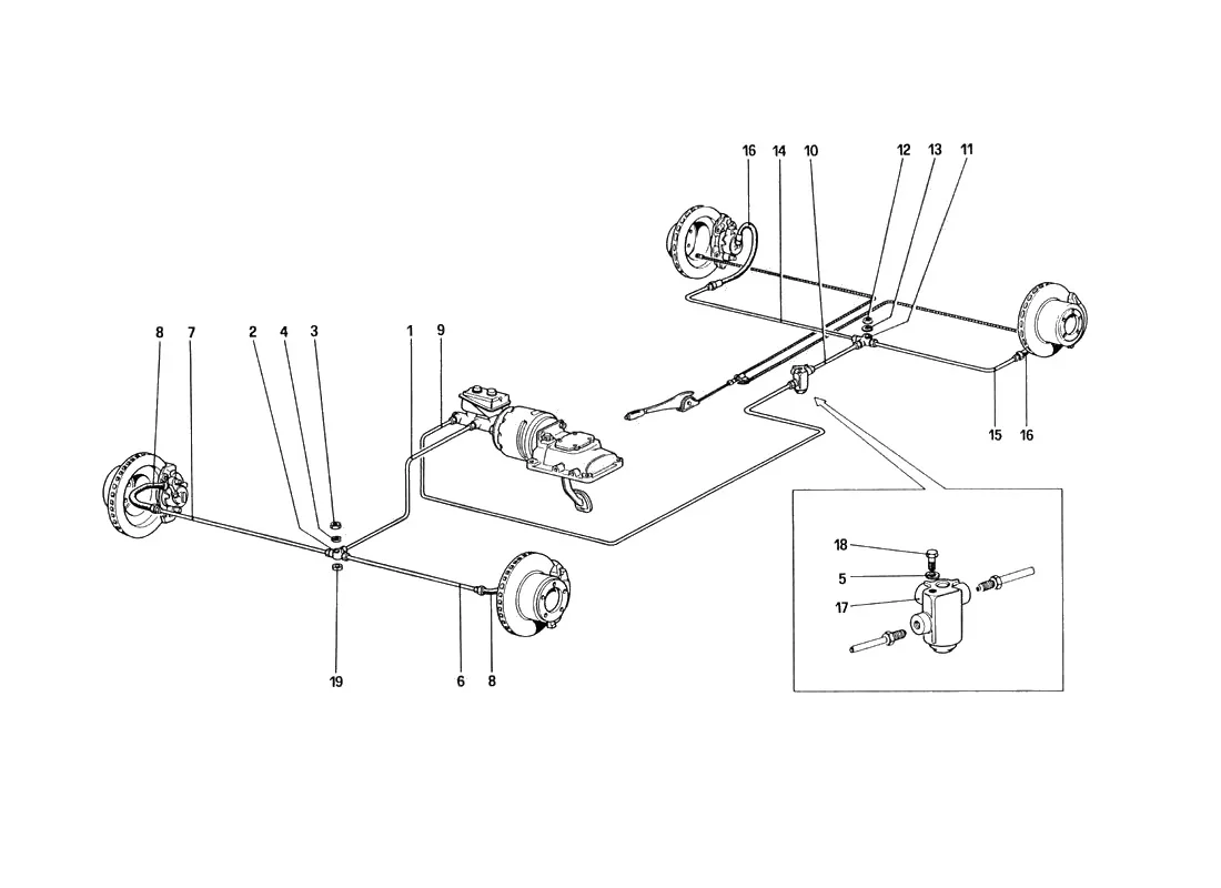 Ferrari 328 GTB/GTS (1985) Brake System exploded diagram
