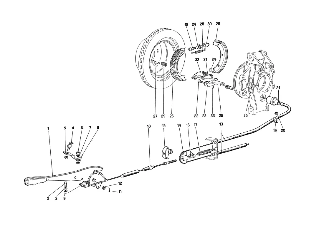 Ferrari 328 GTB/GTS (1985) Hand - Brake Control exploded diagram