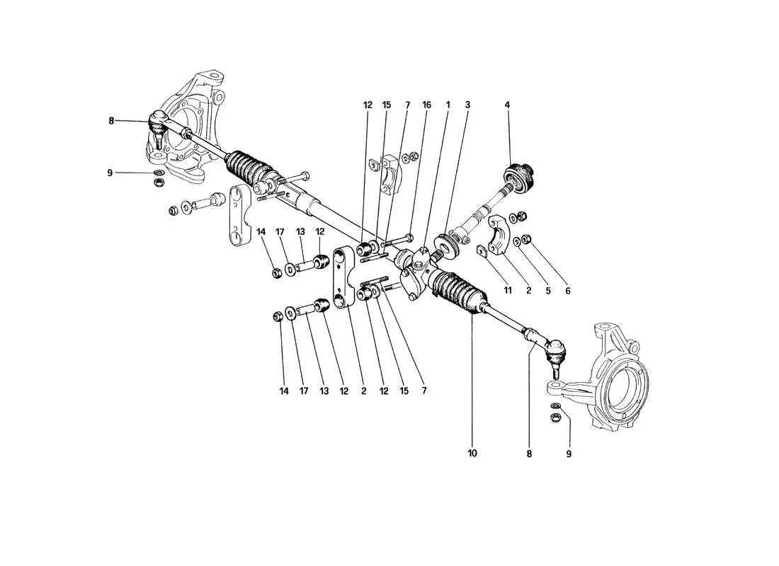 Ferrari 328 GTB/GTS (1985) Steering Box And Linkage exploded diagram