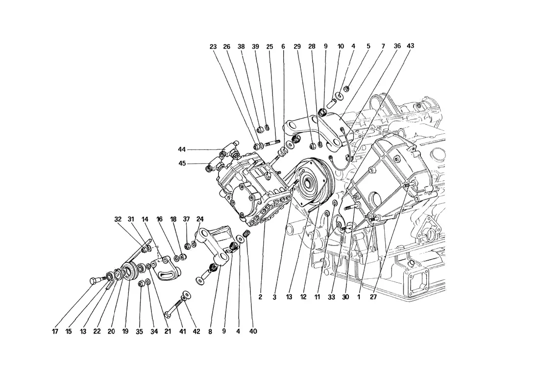 Ferrari 328 GTB/GTS (1985) Air Conditioning Compressor And Controls (For U.S. Version) exploded diagram