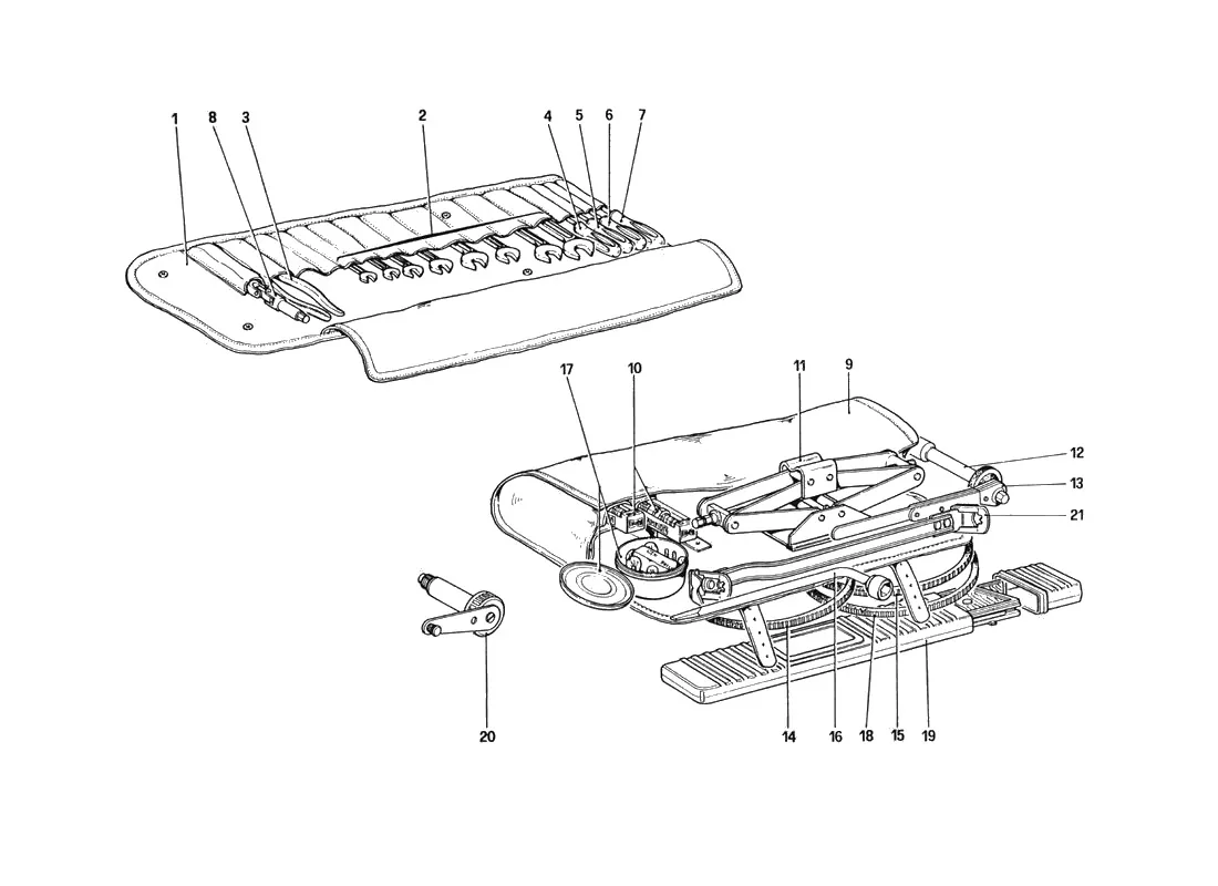 Ferrari 328 GTB/GTS (1985) Tool - Kit exploded diagram