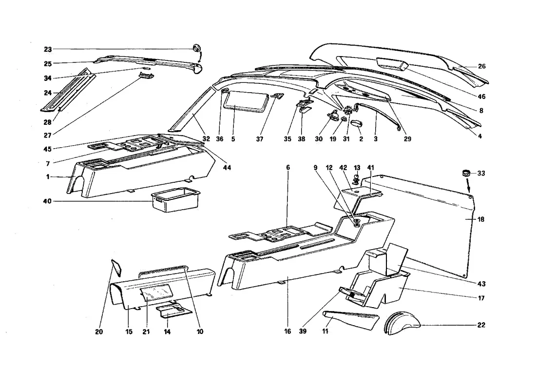 Ferrari 328 GTB/GTS (1985) Tunnel And Roof exploded diagram