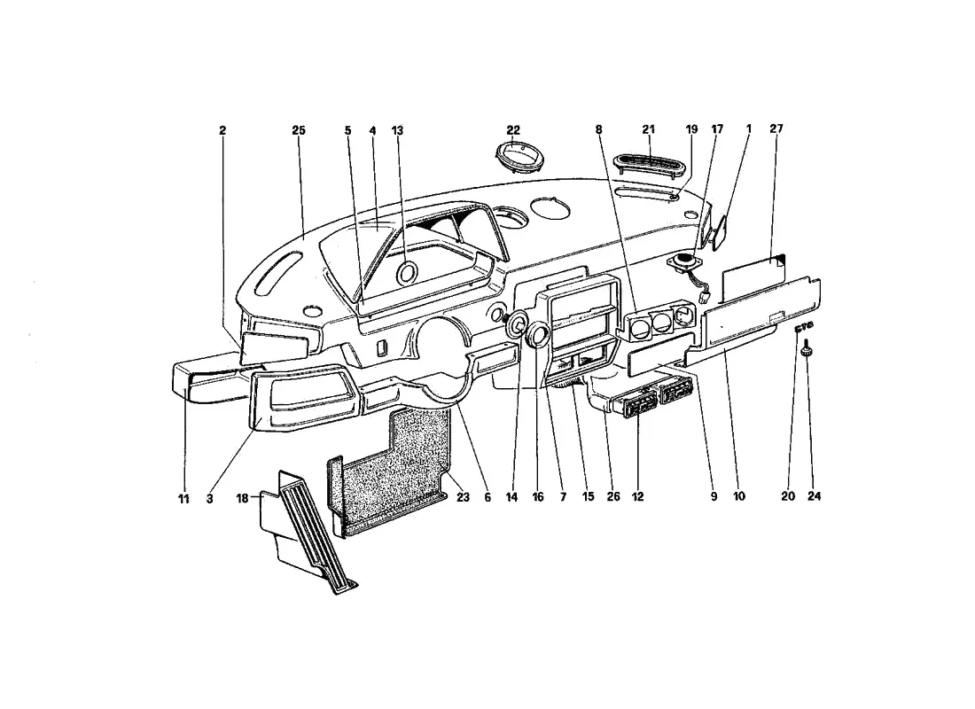 Ferrari 328 GTB/GTS (1985) Instrument Panel exploded diagram