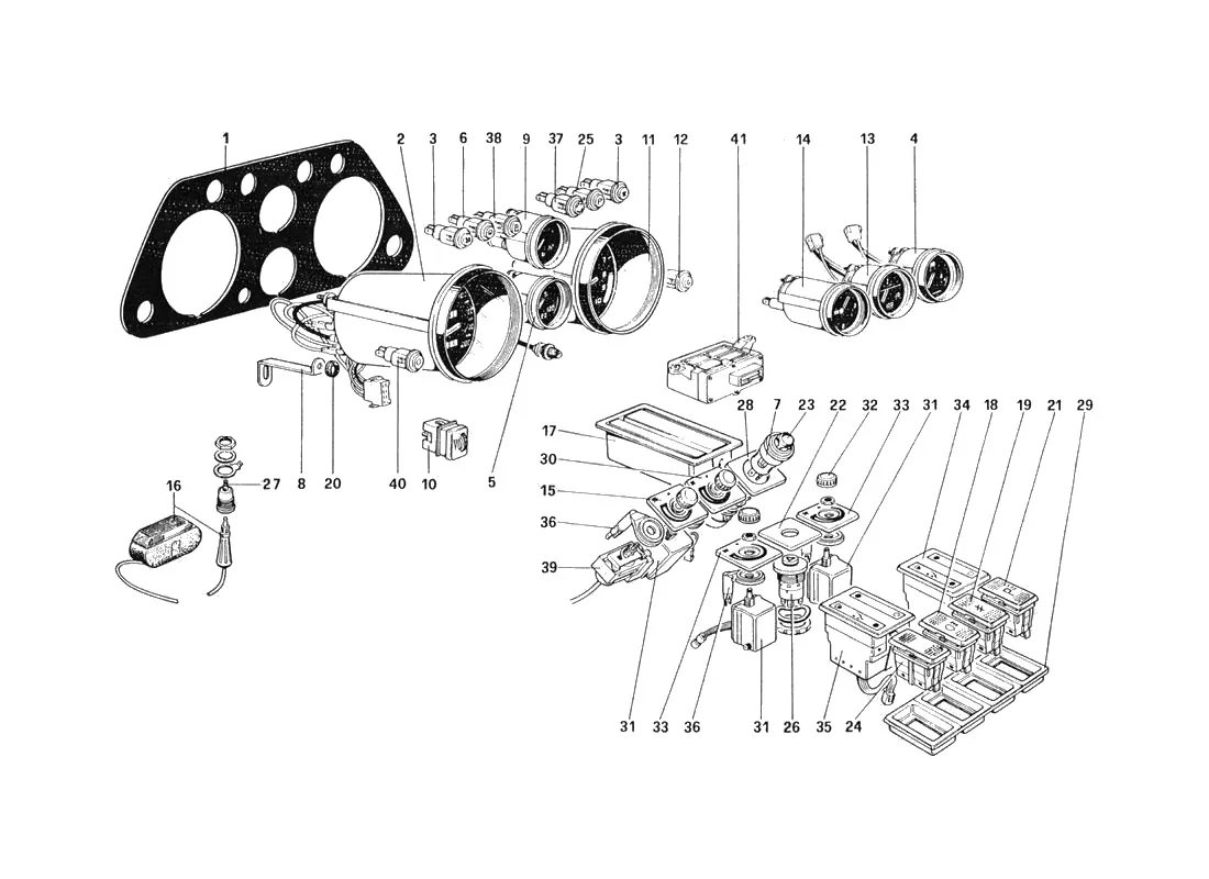 Ferrari 328 GTB/GTS (1985) Instruments And Accessories exploded diagram