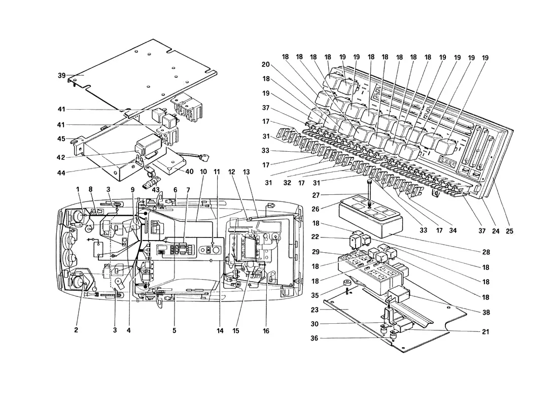 Ferrari 328 GTB/GTS (1985) Electrical System - Cables, Fuses And Relays exploded diagram