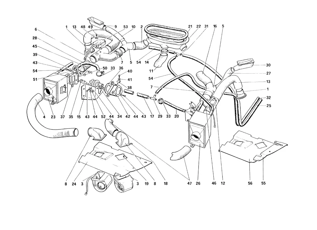Ferrari 328 GTB/GTS (1985) Heating System exploded diagram