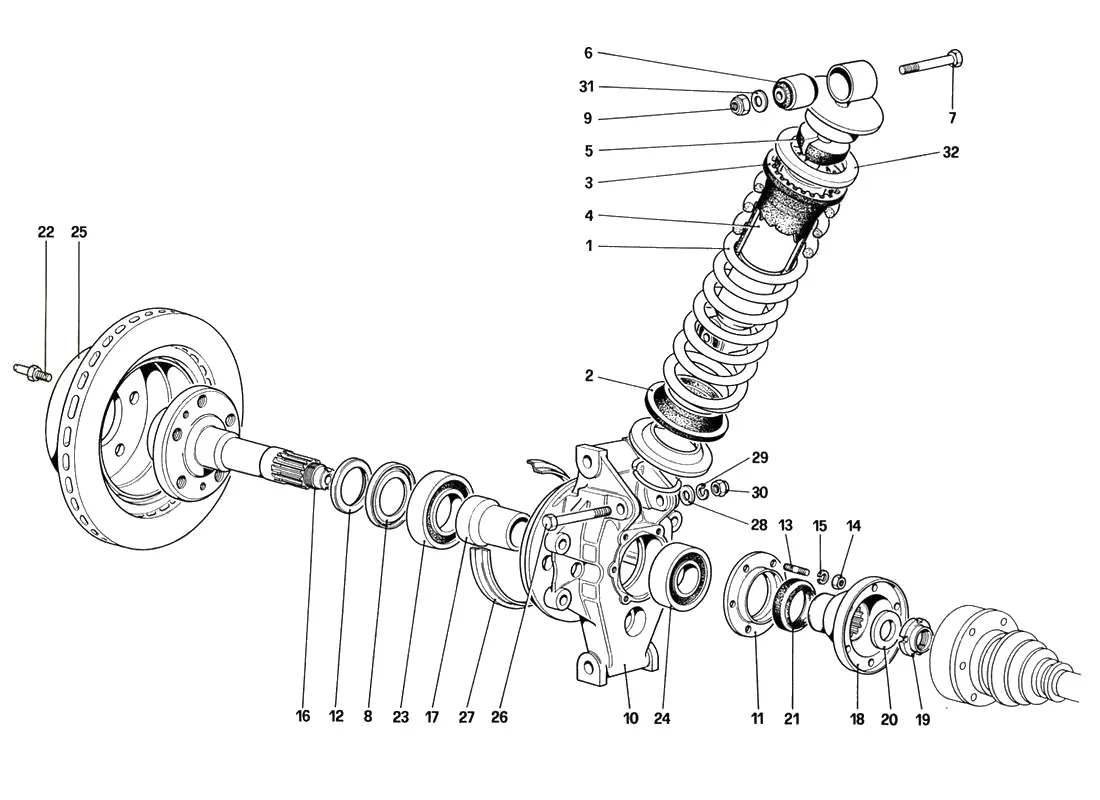Rear Suspension - Shock Absorber And Brake Disc (Up To Car No. 76625)