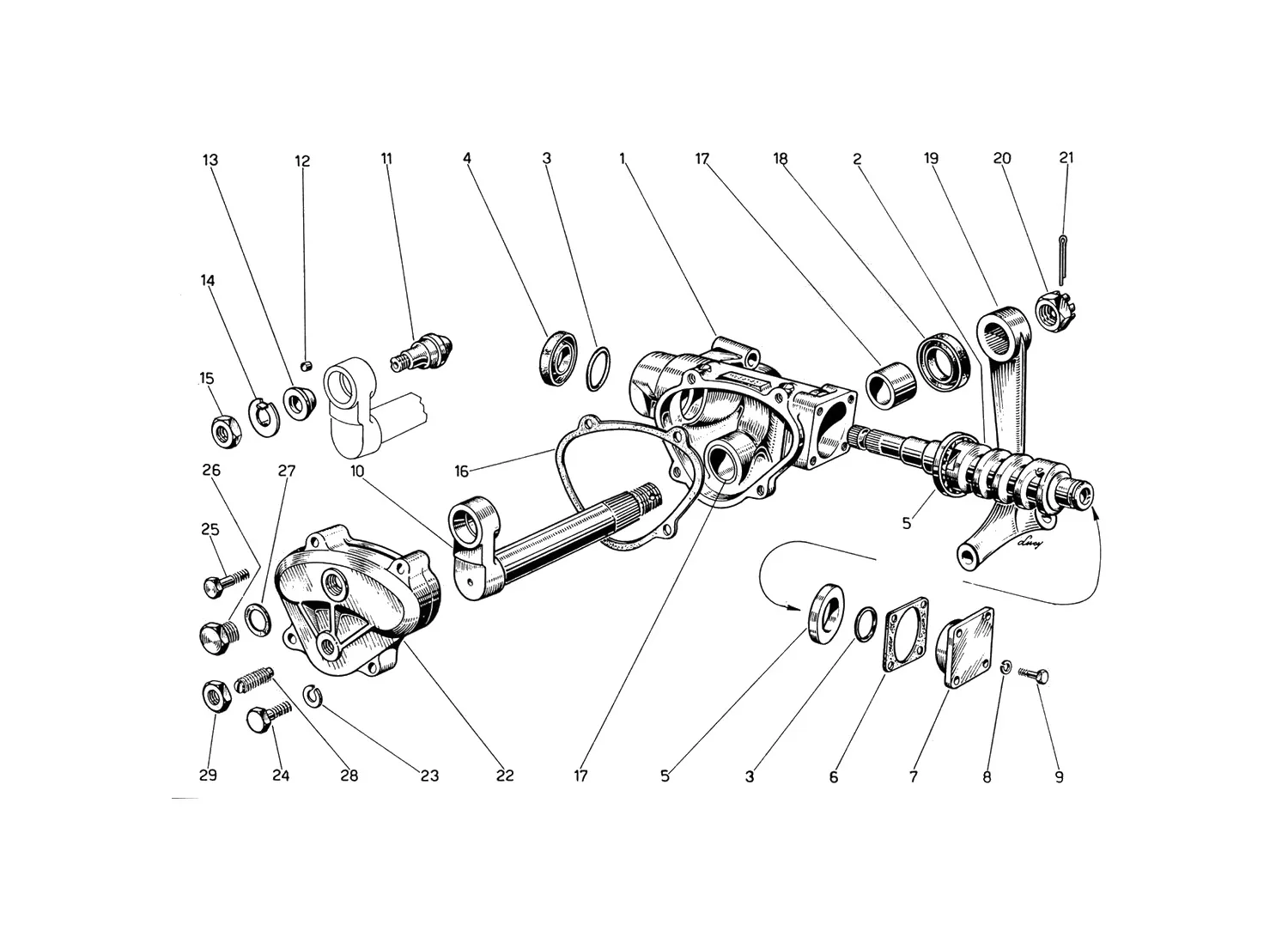 Ferrari 330 GT 2+2 Mk.1 Steering Box exploded diagram