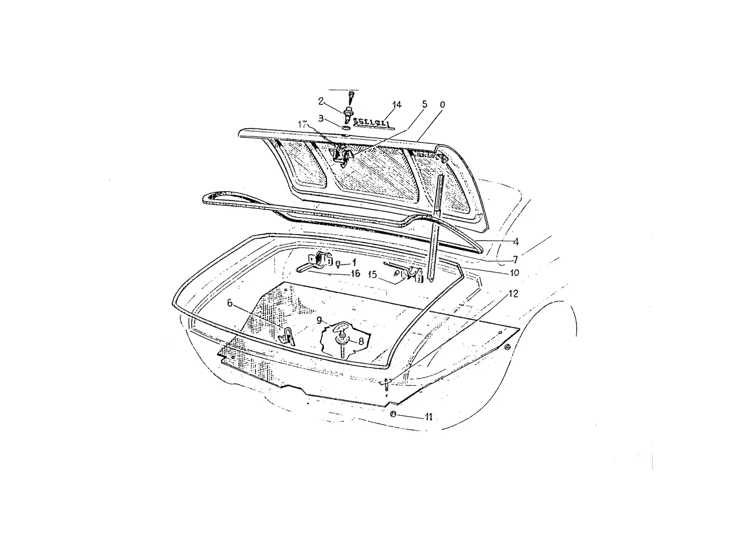 Ferrari 330 GT 2+2 Mk.1 Boot/Trunk (Edition 2 & 3) exploded diagram