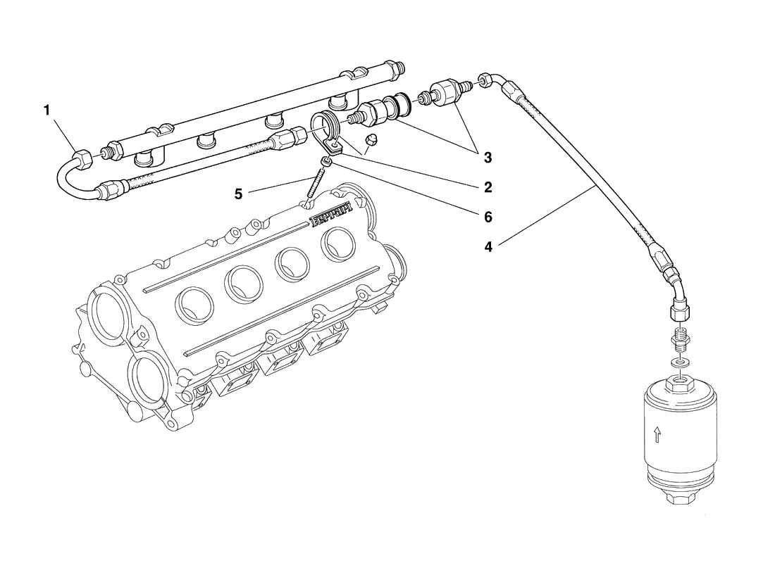 Ferrari 348 CHALLENGE 95 Fuel Feed System exploded diagram