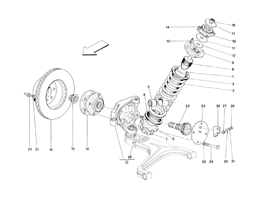 Front Suspension - Shock Absorber And Brake Disc - Valid From Car Ass. Nr. 8799