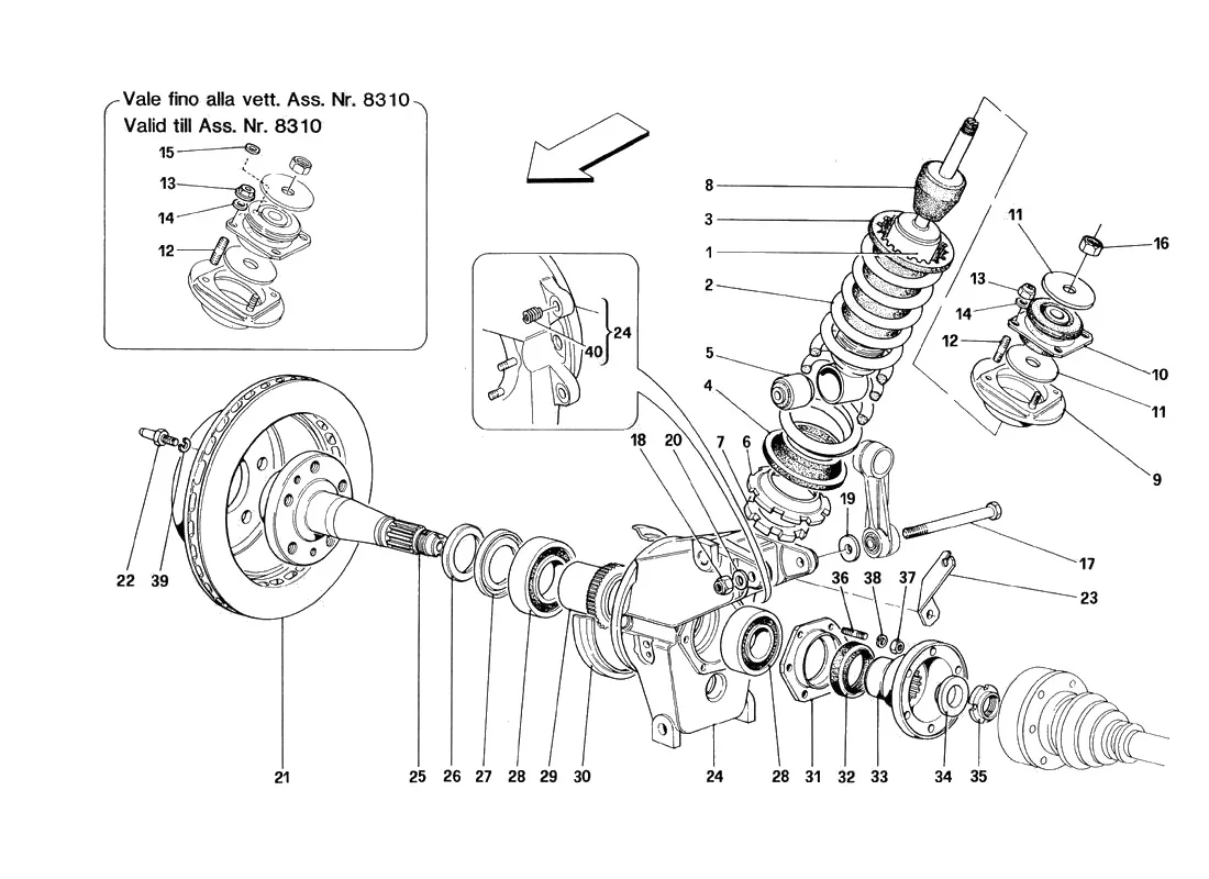 Rear Suspension - Shock Absorber And Brake Disc - Valid till Car Ass. Nr. 8798