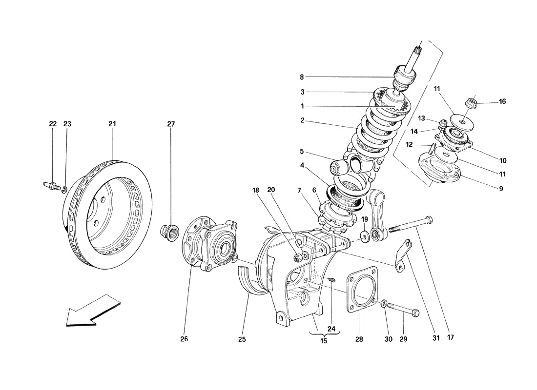Rear Suspension - Shock Absorber And Brake Disc - Valid From Car Ass. Nr. 8799