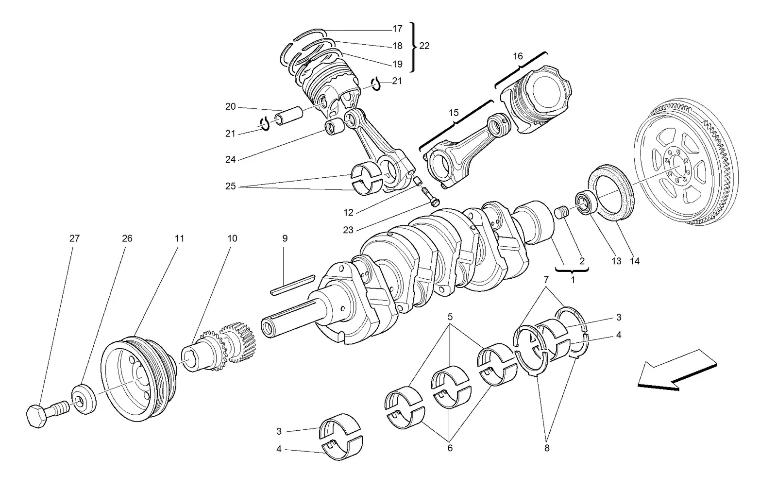 Driving Shaft - Connecting Rods And Pistons