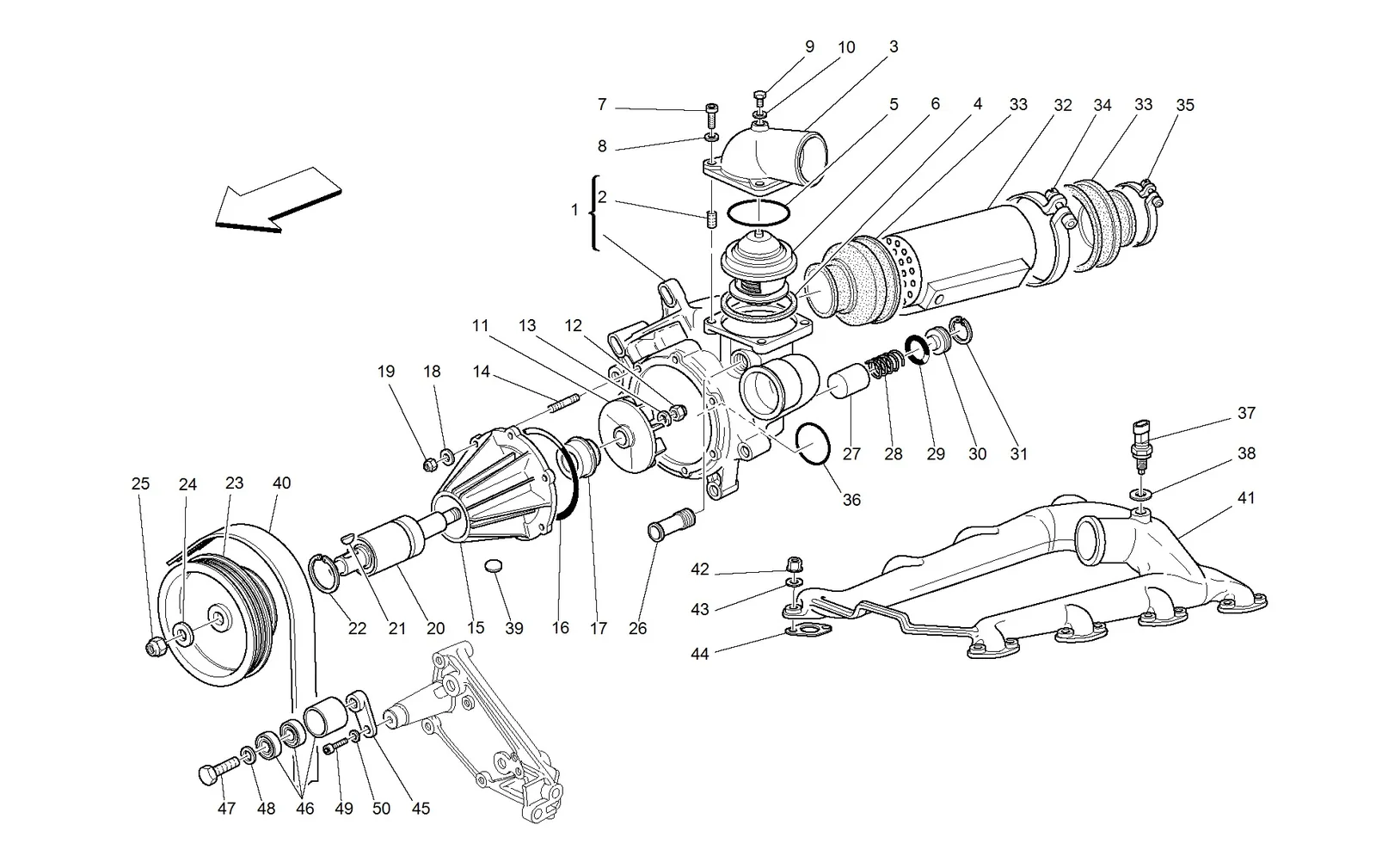 Water Pump And Oil/Water Heat Exchanger