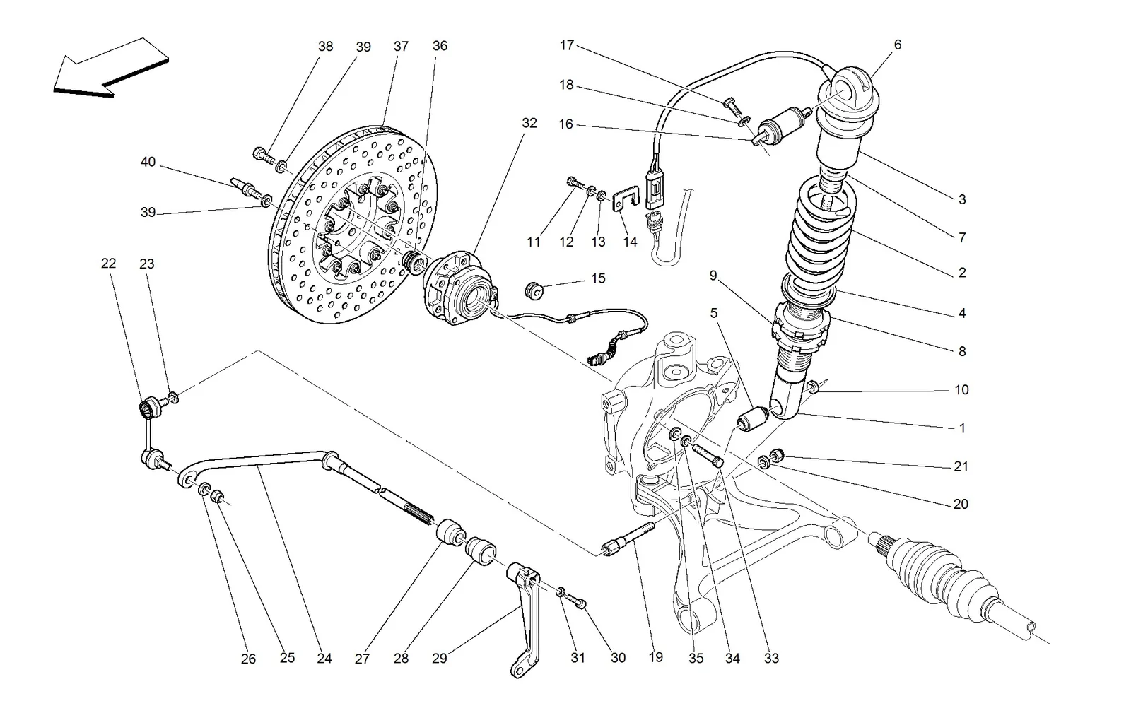 Rear Suspension - Shock Absorber And Brake Disc