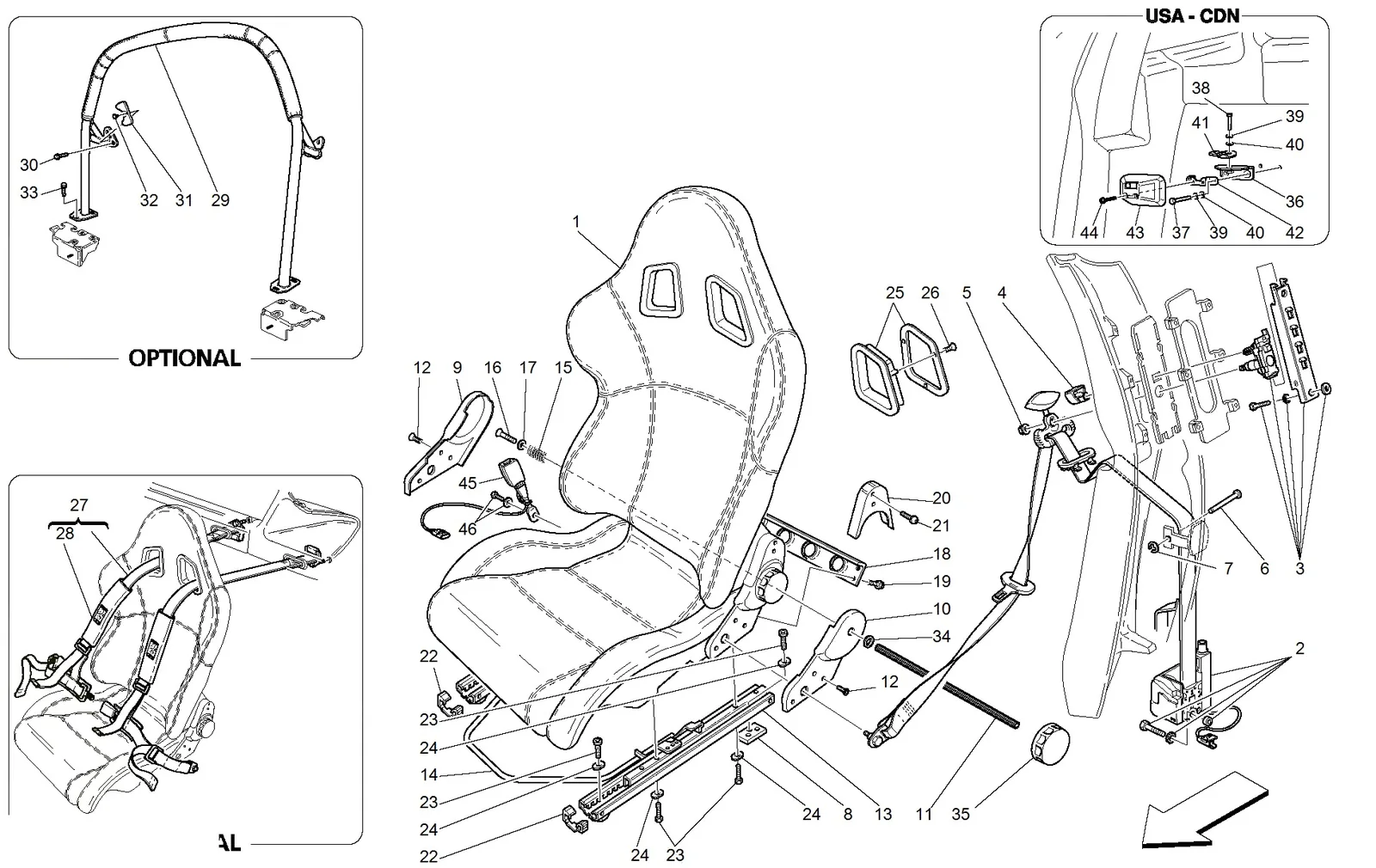 Racing Seat-Safety Belts-Roll Bar