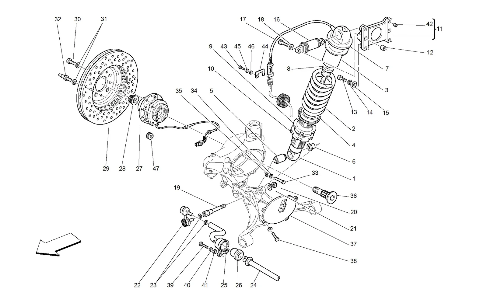 Front Suspension - Shock Absorber And Brake Disc