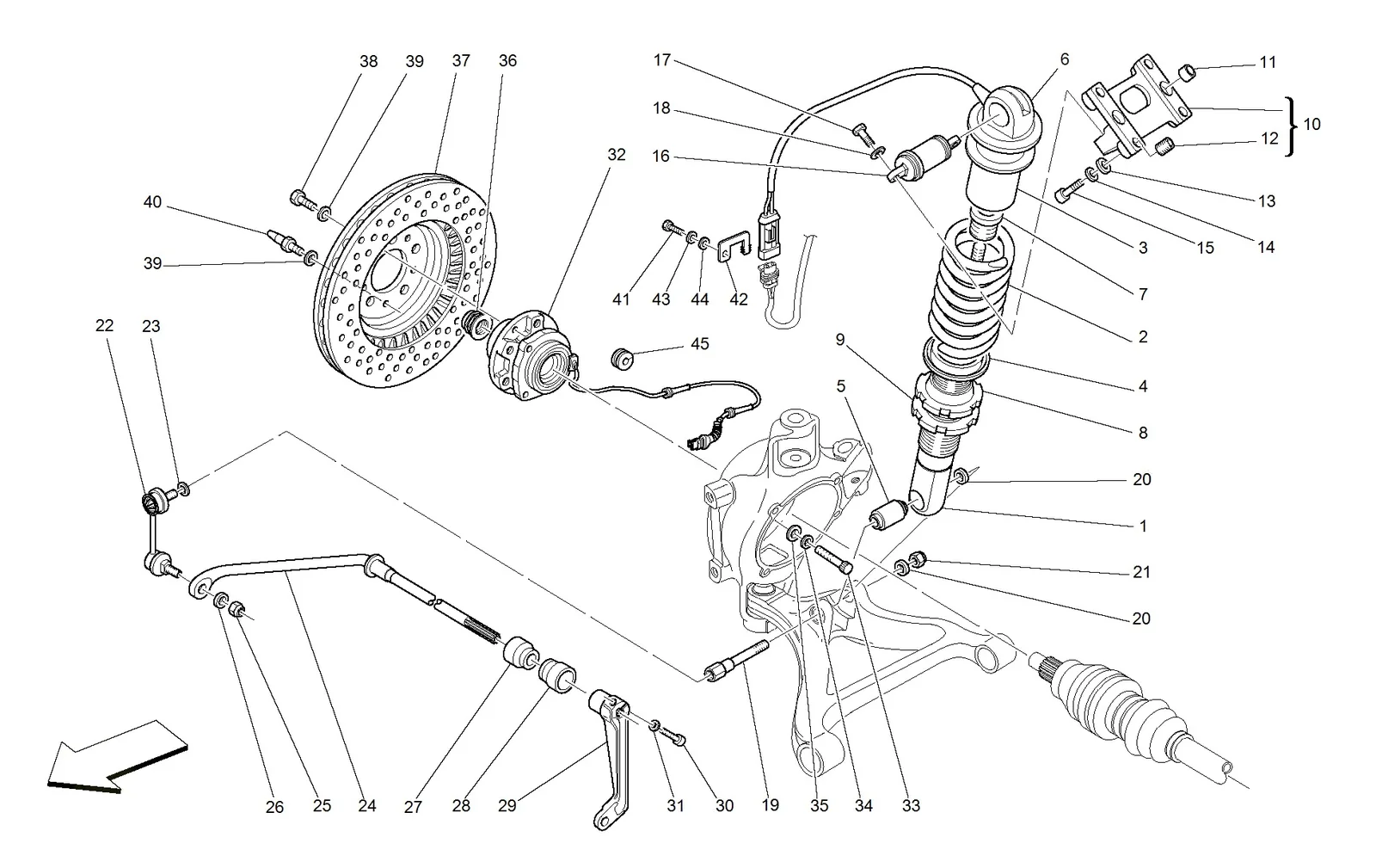 Rear Suspension - Shock Absorber And Brake Disc