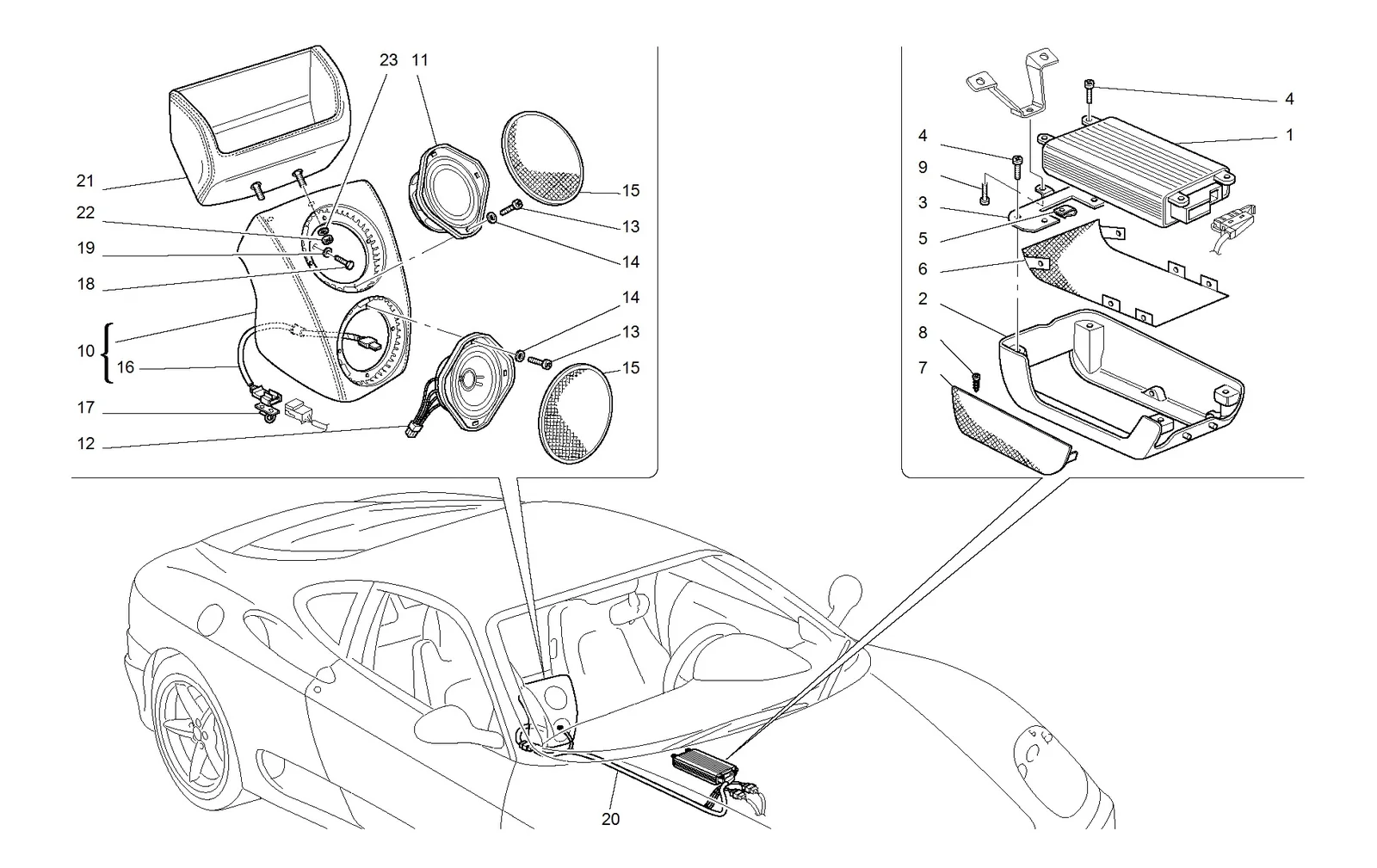 Radio Amplifier System -Valid For Version With Two Seat Back Pockets-