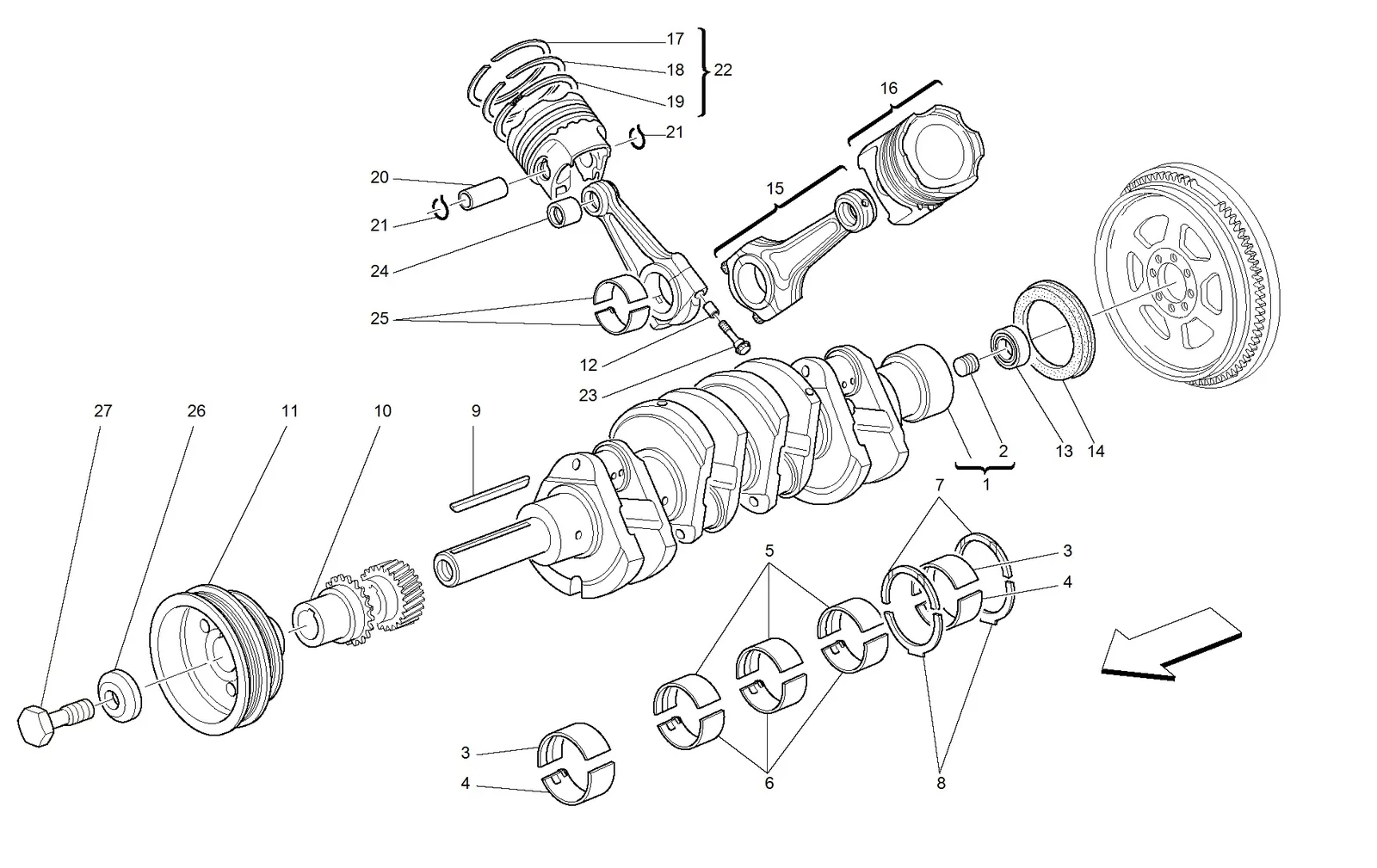 Driving Shaft - Connecting Rods And Pistons