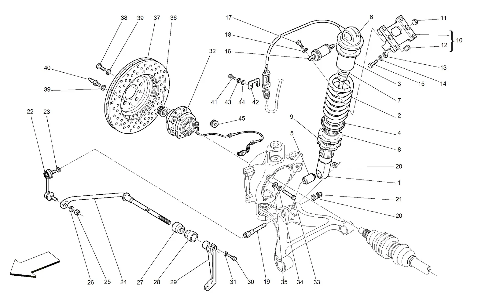 Rear Suspension - Shock Absorber And Brake Disc