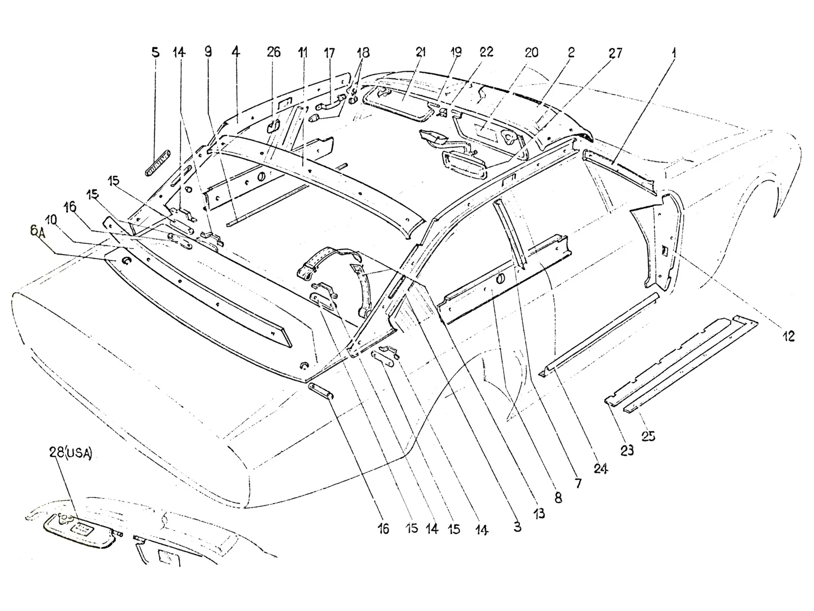Ferrari 365 GT 2+2 MK1 up to 12810 Interior Cabinet Accessories/Trim exploded diagram