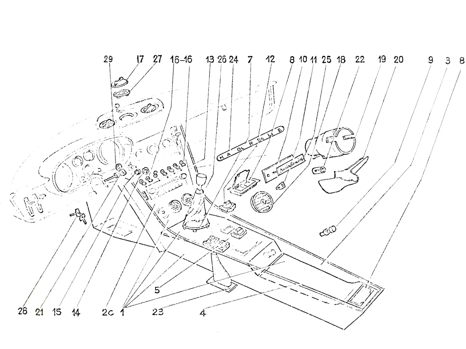 Ferrari 365 GT 2+2 MK1 up to 12810 Dashboard Switches (Late) exploded diagram