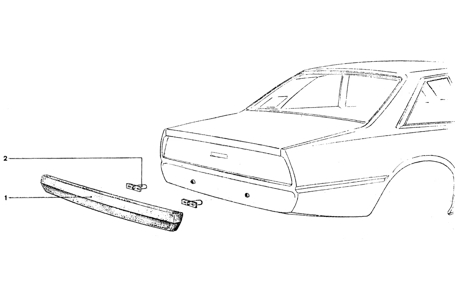 Ferrari 365 GT4 2+2 Rear Bumper Components exploded diagram