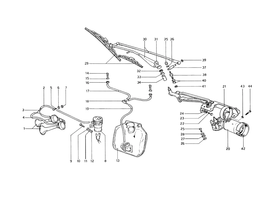 Windshield Wiper, Washer And Horns