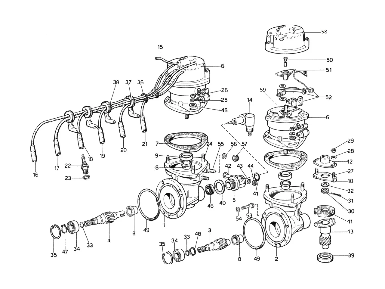Ferrari 365 GTB4 (Daytona) Distributors & Controls exploded diagram