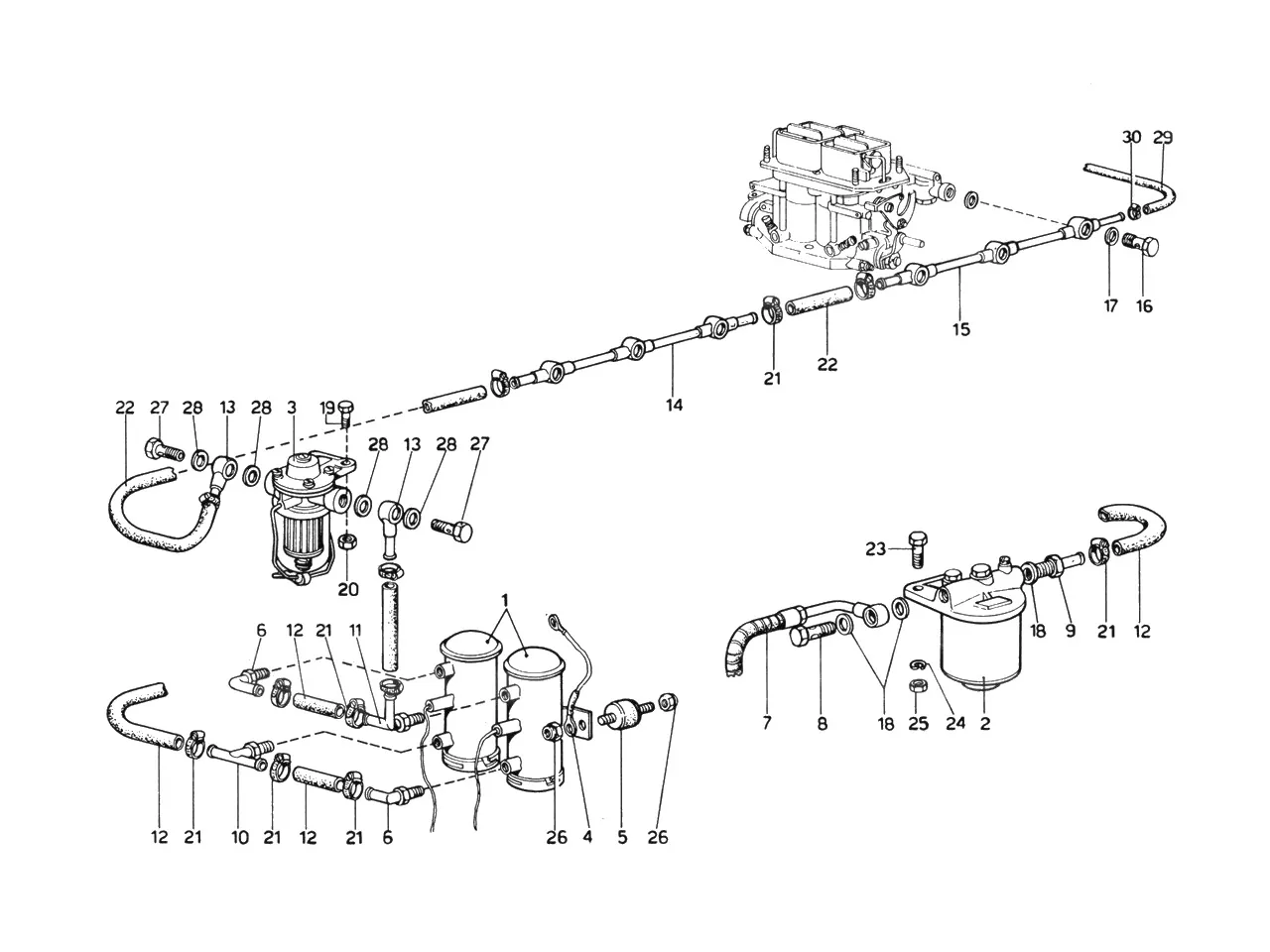 Ferrari 365 GTB4 (Daytona) Fuel Pumps & Fuel Pipes exploded diagram