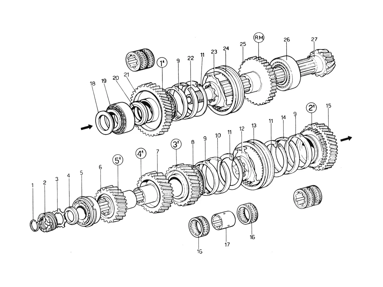 Ferrari 365 GTB4 (Daytona) Countershaft Gears exploded diagram