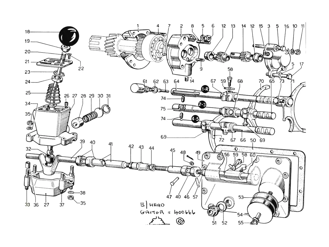 Ferrari 365 GTB4 (Daytona) Gearbox Controls & Oil Pump — Parts Diagram ...