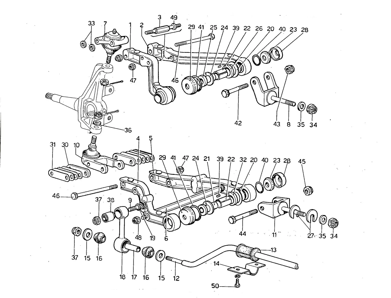 Ferrari 365 GTB4 (Daytona) Front Suspension exploded diagram