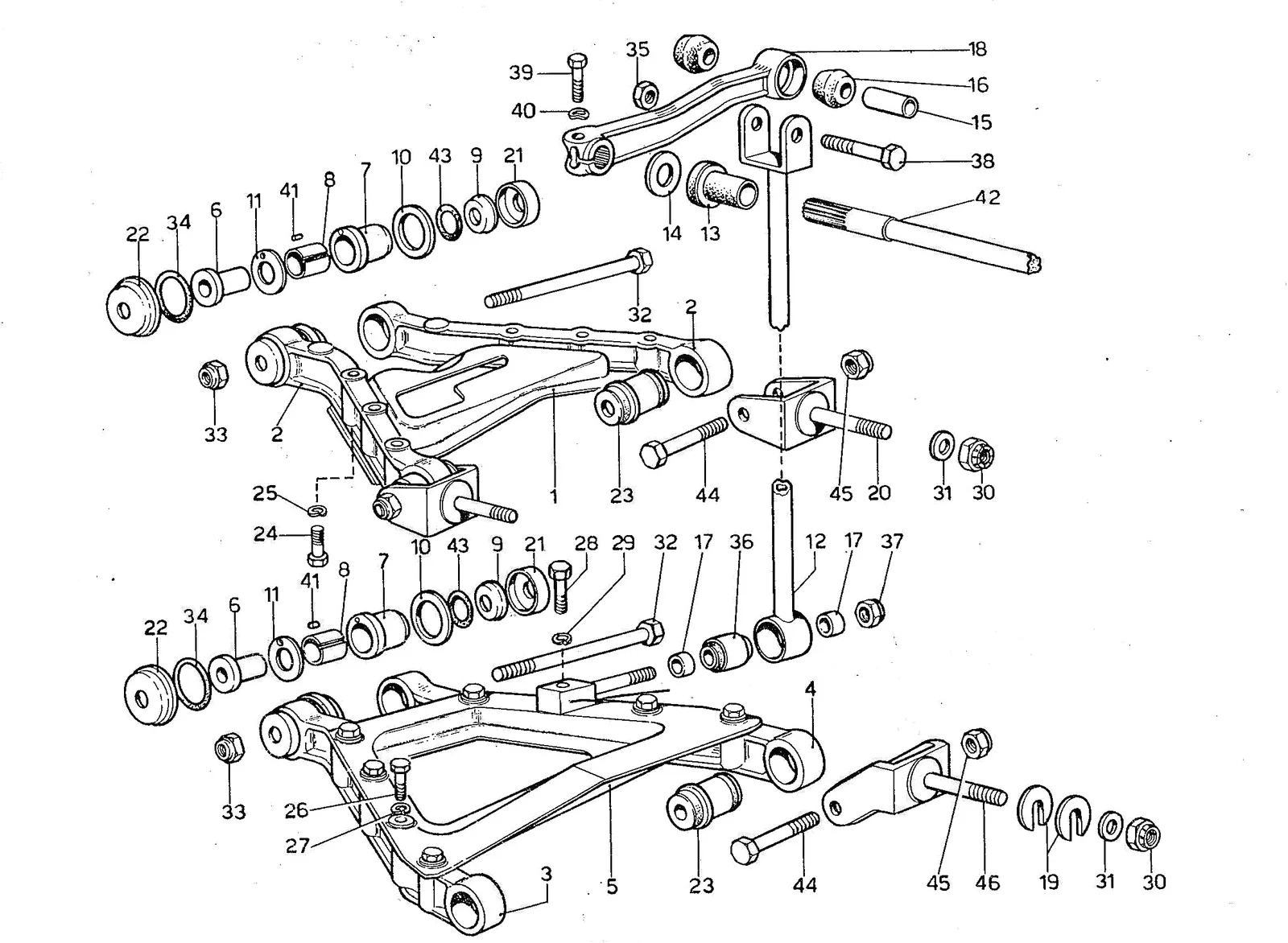 Ferrari 365 GTB4 (Daytona) Rear Suspension exploded diagram