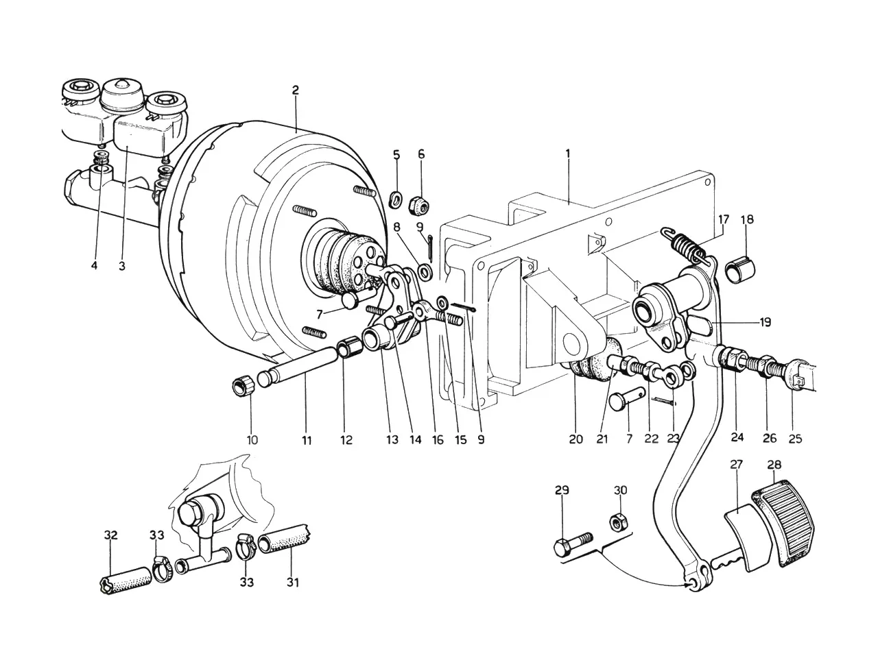 Ferrari 365 GTB4 (Daytona) Brakes Control exploded diagram