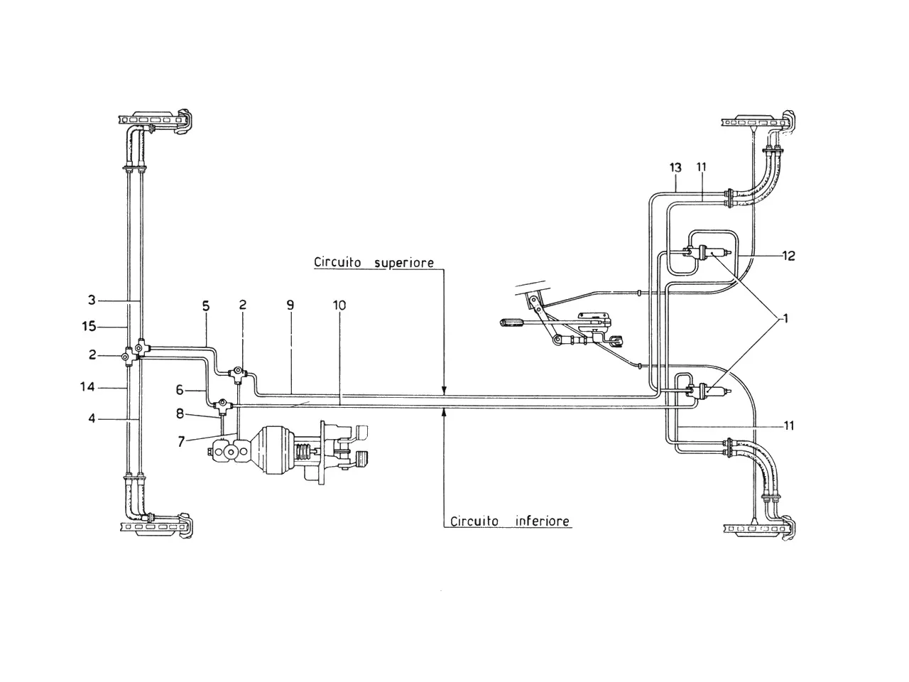 Ferrari 365 GTB4 (Daytona) Brake Lines System exploded diagram