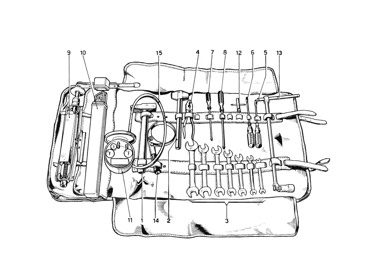 Ferrari 365 GTB4 (Daytona) Tool Kit exploded diagram