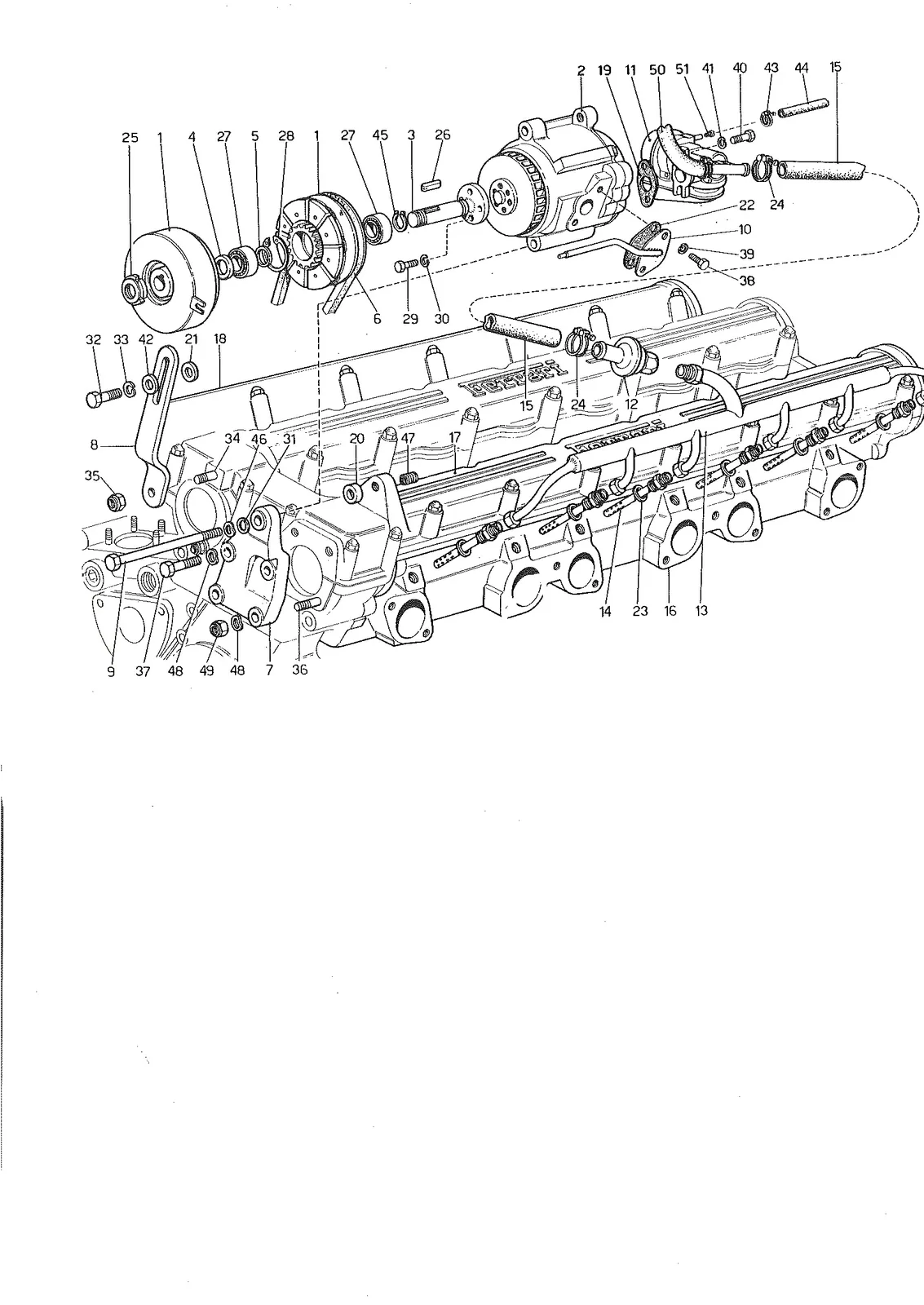 Ferrari 365 GTB4 (Daytona) Vacuum Pump (1972 Revision) exploded diagram