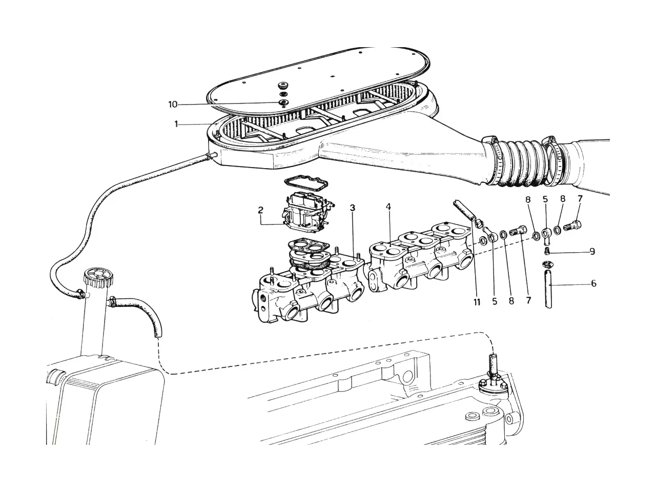 Ferrari 365 GTB4 (Daytona) Air Filter (1972 Revision) exploded diagram