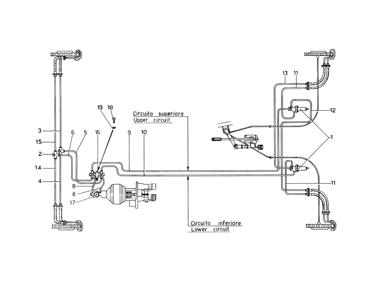 Ferrari 365 GTB4 (Daytona) Brake System (1972 Revision) exploded diagram