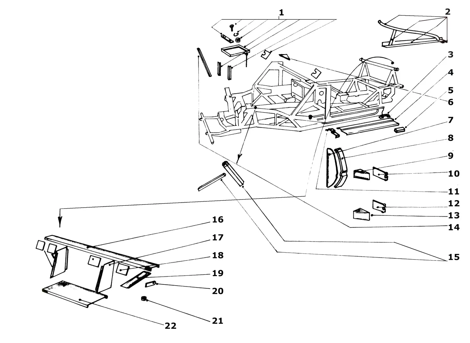 Ferrari 365 GTB4 (Daytona) Chassis Components exploded diagram