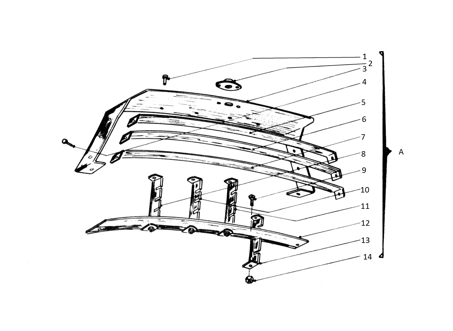 Ferrari 365 GTB4 (Daytona) Radiator Grille exploded diagram