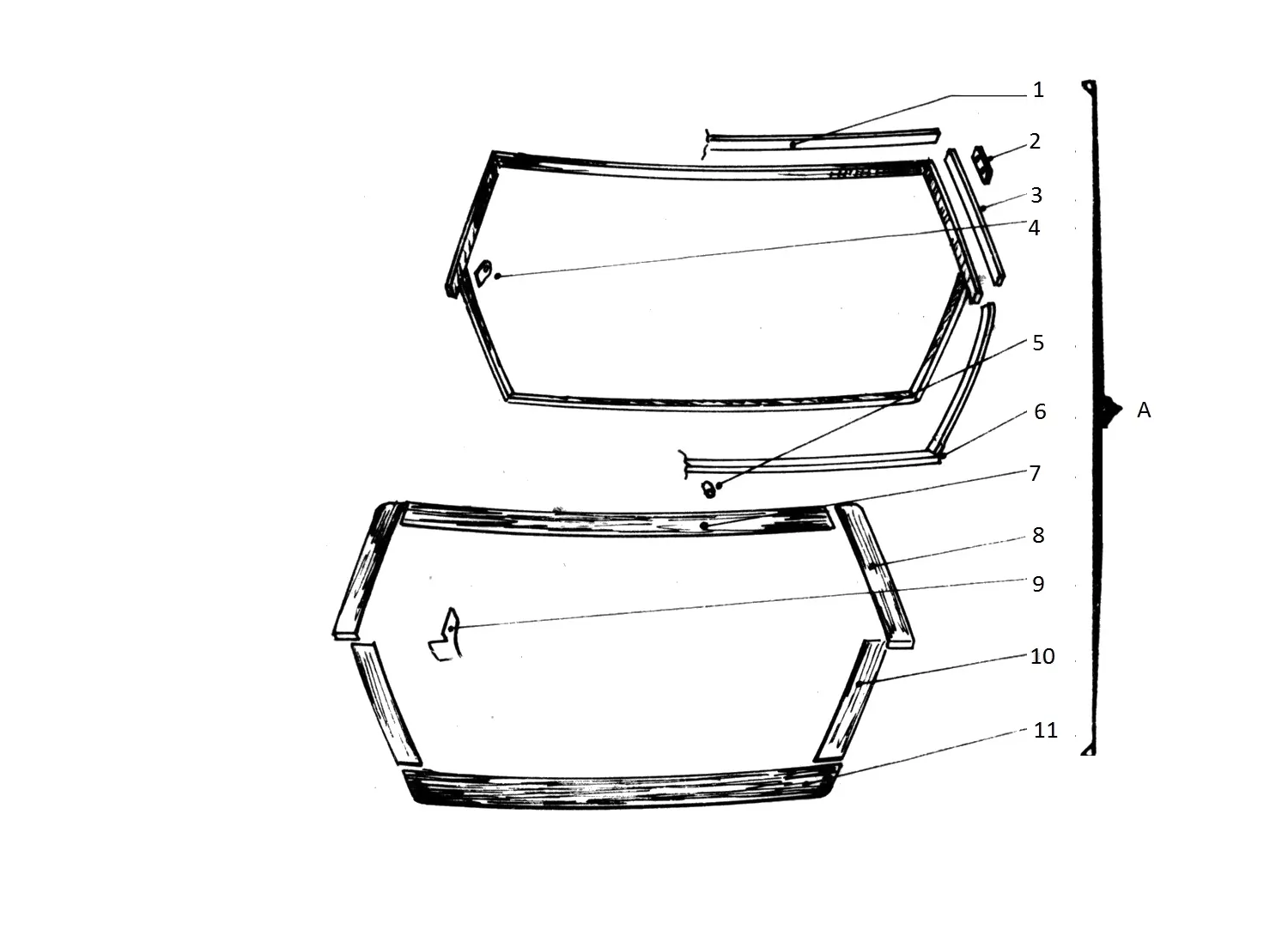 Ferrari 365 GTB4 (Daytona) Boot/Trunk Components exploded diagram