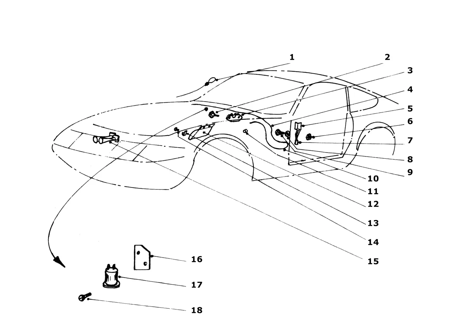 Ferrari 365 GTB4 (Daytona) Heating & Ventilation exploded diagram